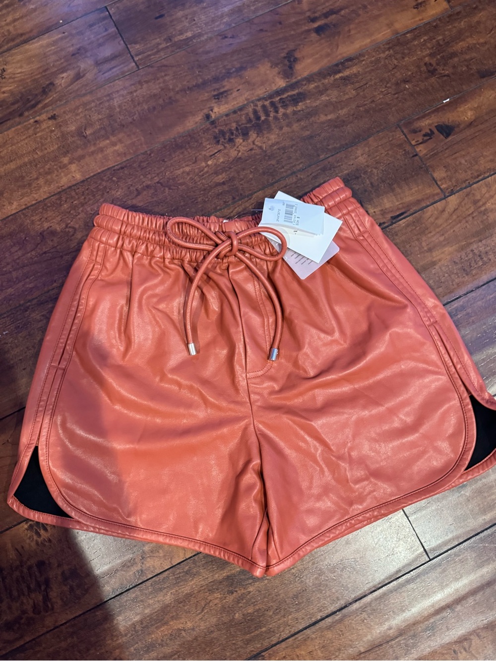 NWT!! A.L.C. Faux Leather Athletic Shorts in Russet